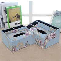 T-ZJHC Multi-Function Tissue Box Desktop Living Room Coffee Table Remote Control, Blue Morning Glory, Trumpet (20 16.5 9.5 11)