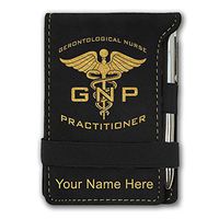 Mini Notepad, GNP Gerontological Nurse Practitioner, Personalized Engraving Included (Black)