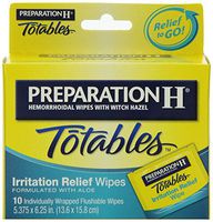 Preparation H Wipes, Totables, 10 Count Pack of 6