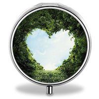 Heart-Shaped Pill Case, Round Stainless Drug Organizer Container Medicine Cover for Pocket Daily&Weekly