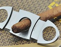 2 Pcs Pocket Cigar Cutter Knife Double Blades Scissors Classic Comfortable Grip Type.