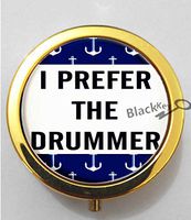 BlackKey I Prefer the Drummer 3-Compartment Decorative Pocket Gift Box Case Organizer for Pill, Color 2 -626