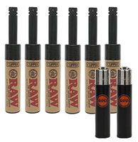 Clipper RAW Mini Tube Utility Lighter"Black Tops" (3 Pack), Clipper Lighter Rolling Paper Depot Design (2 Pack)- 5 Item Bundle