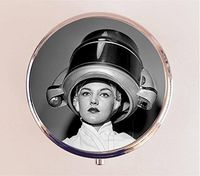 Retro Hair Pill box Pillbox Case Holder Stash Box Salon Stylist Kitsch Beauty