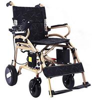 Folding Ultra Lightweight 40 lb w/Powerful Lithium Battery Included, Easy to Carry Motorized Wheelchair w/ 360° Joystick Control, Airline Travel Compatible Electric Wheel Chairs (Gold Weight 40lb)