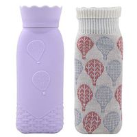 Silicone Hot Water Bottle, Hot Water Bag with Knit Cover, Microwave Heating Pad for Cramps, Hot & Cold Therapies, Best Gift for Thanksgiving Day, Christmas Day and Winter’s Day (Purple)