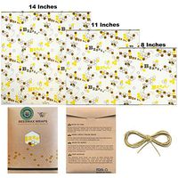 Nipaqui 3 Beeswax Food Wrap, Reusable Food Wrap are Biodegradable, Zero Waste, Sustainable Products, Eco Friendly. Beeswax Wrap for Food Storage. Includes 4 Ft of Natural Hemp Cord (Bzzz)