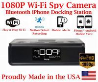 SecureGuard 1080P HD WiFi iPhone iPod Docking Station Bluetooth Clock Radio Security Nanny Cam Spy Camera with Hidden 16GB SD Card (100% Covert)