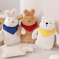 WAKA WAKA Cute Plush Hot Water Bottles Rabbit Shaped Hot Water Bag Rubber Hand Warmer Gift for Girls Women Children