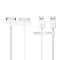POWERADD [Apple Certified] 30 Pin USB Charge and Sync Dock Connector Data Cable Compatible with iPhone 4/4S, iPhone 3G/3GS, iPad 1/2/3, iPod Touch, iPod Nano - 4.0 Feet/1.2 Meters (2-Pack)