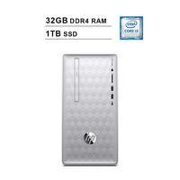 HP 2019 Pavilion 590 Desktop (Intel Quad Core i3-8100 3.6 GHz, 32GB RAM, 1TB SSD, Intel UHD Graphics 630, Bluetooth, HDMI, DVD, Windows 10 Home) (Renewed)