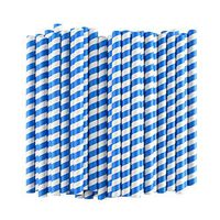 ALINK Extra Wide Paper Boba Smoothie Straws, 12mm Large Biodegradable Jumbo Big Fat Bubble Tea/Milkshake Party Straws, Pack of 50 - Blue Stripe