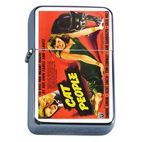 Silver Flip Top Oil Lighter Vintage Poster D-156 Cat People