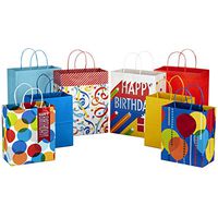Hallmark Birthday Gift Bags Assortment - Pack of 8 in Red, Blue, Yellow, Balloons (4 Medium 10", 4 Large 13")