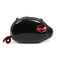 Fashion Messenger Bag Women Cosmetic Bag Crossbody Bag Patent Leather Candy Color Cartoon Bag Shoulder Bags(Black)
