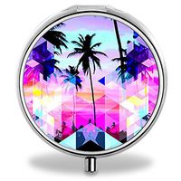 Palm Pill Case, Round Stainless Drug Organizer Container Medicine Cover for Pocket Daily&Weekly