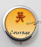 BlackKey Courage Beautiful Inspirational Word 3-Compartment Decorative Pocket Gift Box Case Organizer for Pill, Color 1 -1705