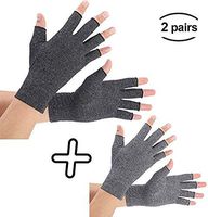 Brace Master 2 Pairs Women Compression Gloves Arthritis Gloves Fingerless Hand Brace Support Warmth for Finger Joint, Relieve Pain from RSI, Carpal Tunnel and Tendonitis (Small, Pureblack+Gray)