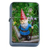 Gnomes Flip Top Oil Lighter S2 Smoking Cigarette Smoker Includes Silver Case