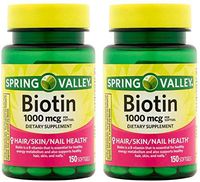 Spring Valley Biotin 1000 Mcg 300 Softgels  for Healthy Skin, Hair and Nails (2 Bottles of 150 Softgels each)