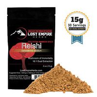 Lost Empire Herbs Reishi Mushroom Extract (Ling Zhi/Ganoderma Lucidum) || 15g Bag of 100% Pure, Premium Grade Wood Grown Powder - 16:1 Dual Extract = 16x More Potent and Absorbable