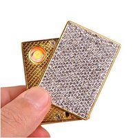 CQFONG 2 Side Crystal Lighter USB Rechargeable Windproof Coil Slim Lighter Set with USB Charging Cable Gold Plated (Gold+White 2 Side)