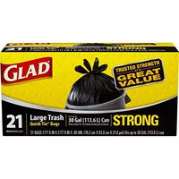 Glad Large Quick-Tie Trash Bags - Extra Strong 30 Gallon Black Trash Bag - 21 Count