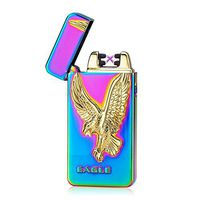VAPORIDER® USB Rechargeable Flameless Electronic Plasma Pulse Cigarette Metal Lighter in Gift Box - Double Arc (Rainbow & Gold Eagle)