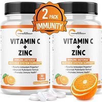 Vitamin C Tablets with Zinc, 25 Vitamins & Nutrients for Immune Support for Adults Kids - Zinc Tablets VIT C Immune System Booster, Immunity Defense, High Absorption - Non GMO, Gluten Free (2 Pack)