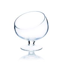 WGV Slant Cut Bowl Glass Vase with Stand, Width 8.25", Height 8.75", Clear Planter Terrarium, Candy Dish, Fruit Jar for Wedding Party Event, Home Office Decor, 1 Piece