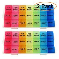 GOTONE 2Pack Rainbow Weekly Pill Organizer with Snap Lids| 7-Day AM/PM | Detachable Compartments for Bigger Pills, Vitamin. (Rainbow)