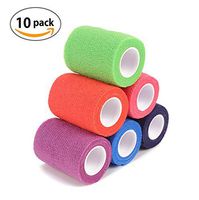 Rainbow Color Assorted 10-Pack, 2” x 5 Yards, Self-Adherent Cohesive Tape, Strong Sports Tape for Wrist, Ankle Sprains & Swelling, Self-Adhesive Bandage Rolls