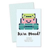 Suitcases Personalized Moving Announcements (Aqua)