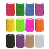 12 Pieces Adhesive Bandage Wrap Stretch Self-Adherent Tape Cohesive Wrap Bandage Flexible Stretch Tape Athletic Strong Elastic First Aid Tape for Wrist, Ankle Sprains, Swelling 5 Yards Each(3INCH)
