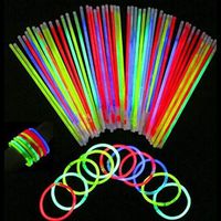 Gilroy 50 Pcs Glow Sticks Bracelets With Connectors Fluorescent Glowing Wrist Bands for Neon Party Wedding Decal