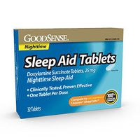 GoodSense Sleep Aid Doxylamine Succinate tablets, 25 mg, 32-count, Nighttime Sleep Aid to Help You Fall Asleep