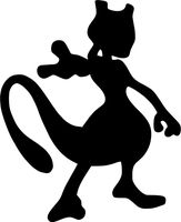 Pokemon MEWTWO 5" Silhouette Decal Sticker for Cars Laptops Tablets Skateboard - BLACK
