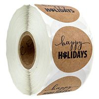 1.5" Happy Holidays Sticker with Paw Print / 500 Dog Paw Print Christmas Stickers Per Roll