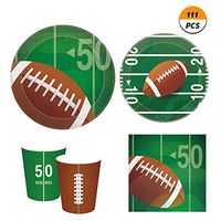 Anor WishLife Football Paper Plates,Football Napkins and Cups for Game Day,Super Bowl (Serves8–111Pcs)