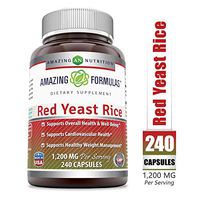 Amazing Formulas Red Yeast Rice 1200 mg 240 Capsule - Supports Overall Health & Well-Being, Supports Cardiovascular Health, Supports Healthy Weight Management