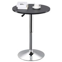 Topeakmart Adjustable Round Pub Table Counter Bar Height MDF Top Table 306° Swivel Bar Tables Tall Cocktail Tables Bistro Table