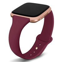 Kmasic Compatible Fitbit Versa Bands, Narrow Slim Soft Silicone Small Replacement Wristband for Fitbit Versa/Versa Lite Edition Women Men (Wine Red with Rose Gold Button, Large)