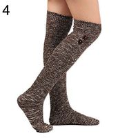 Mosichi Women Knee High Socks Button Decor Soft Winter Warm Socks Long Socks (Coffee)