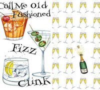 Caspari Hankies Pocket or Purse Tissue Packets (6 Pack, Cocktail Hour & Bubbly)