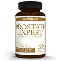 AMVILAB Prostate Expert - Natural Supplement for Prostate Health & Urinary Tract Support, with Saw Palmetto. Reduces Frequent Urination & Bladder Discomfort. 90 Capsules 1 Month Supply