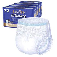 LivDry Adult Incontinence Underwear, Ultimate Comfort Absorbency, Leak Protection, Small, 72-Pack