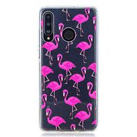 Clear Case for Huawei P30 Lite,Aoucase Ultra Thin Art Pattern Soft TPU Rubber Shockproof Non-Slip Back Case with Black Dual-use Stylus,Cute Flamingo