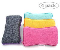 Upstar Microfiber Scrubber Sponge - Non-Scratch Kitchen Scrubbies, Dishwashing and Bathroom Sponges, Pack of 4, Size 6x3x1.6 Inch