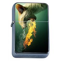 Cat Fire Flip Top Oil Lighter Em1 Smoking Cigarette Silver Case Included