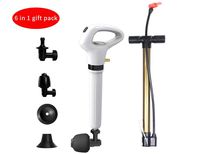 6 in 1 Air Pressure Plunger Kits,Drain Blaster Plunger ,with 4 Heads,Dashboard Barometer,Detachable Assembly Sewer Toilet Kichen Sink with Dedicated One-hand Push Operation Pump Tool,Pneumatic Dredger